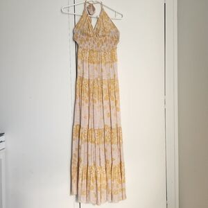 Free People Revolve Let's Smock About It Maxi Dress Pink Paisely Summer Size XS